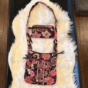 Vera Bradley Floral Crossbody Bag and Wallet Set